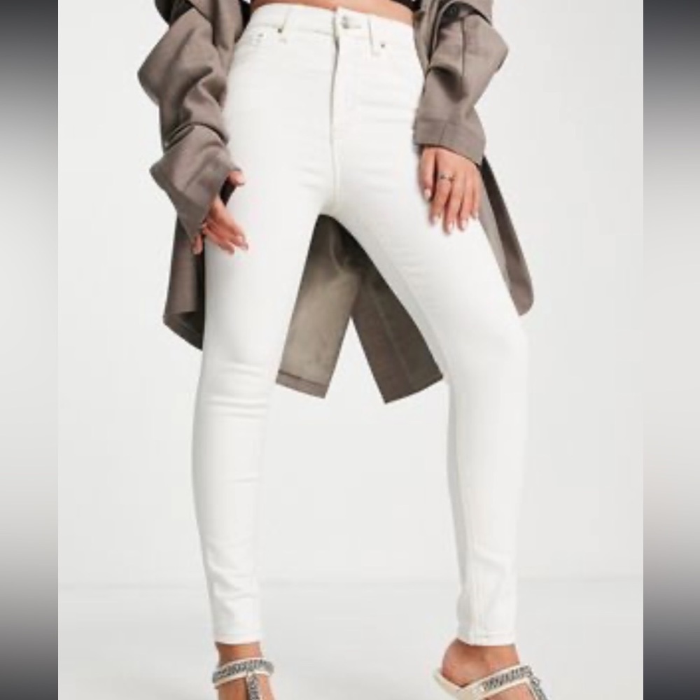 white denim pants topshop size l w 32‎ / 81 cm long - Picture 2 of 15